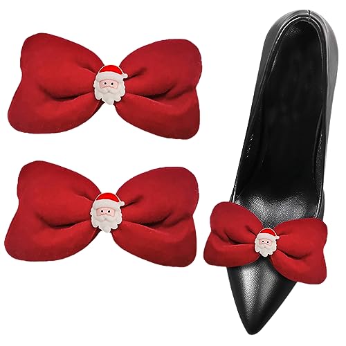 Schuhclips für Damen, mit Schleife, Weihnachtsbaum, Hirsch, Charms, Schuhverzierung, abnehmbare Schuhschnalle für Weihnachten, Party, DIY, 2 Stück, Baumwolle von sheoklips