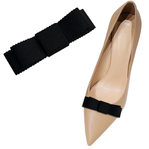 Schuhclips mit Schleife, für Damen, Gurtband, Schuhverzierung, abnehmbar, flach, Zubehör für Partyschuhe, Dekoration, 2 Stück, One Size, Baumwolle, Kein Edelstein von sheoklips