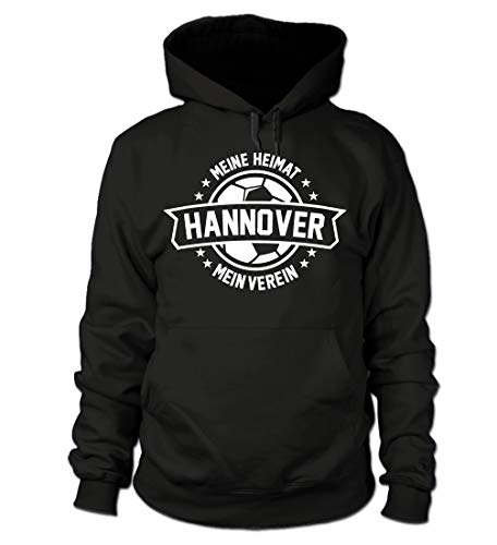 shirtloge - Hannover - Meine Heimat, Mein Verein - Fan Kapuzenpullover - Schwarz - Größe L von shirtloge