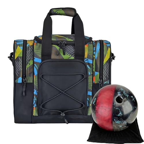 Multifunktionale Bowling-Tasche, Single-Ball-Bowling-Tasche, Handtuch-Tasche, Bowling-Tasche, kompakter, weich gepolsterter Gürtel mit gepolsterter Innenseite, Verstellbarer Gürtel, Schuhe, Handtuch von shjxi