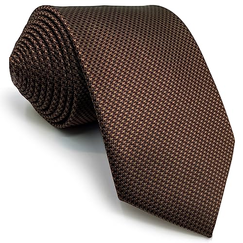 Shlax&Wing Herren Geschäftsanzug Seide Krawatte Braun Einfarbig Extra lang von S&W SHLAX&WING