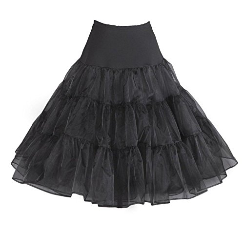 50er Jahre Petticoat Tüll-Rock 65 cm Unterrock Rockabilly Fifties 50's Karneval, Farbe/Größe:Schwarz - 4XL von shoperama