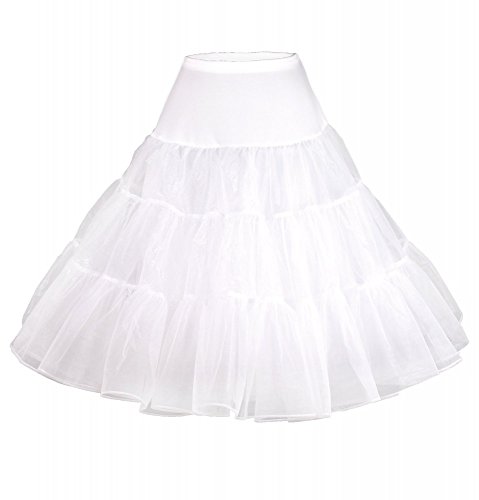 50er Jahre Petticoat Tüll-Rock 65 cm Unterrock Rockabilly Fifties 50's Karneval, Farbe/Größe:Weiß - 4XL von shoperama