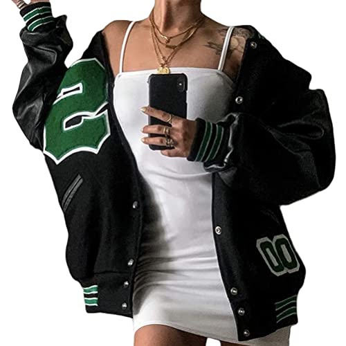 shownicer Damen Herren Jacken College Cargo Vintage Stickerei Winterparka Jacke Baseball Sportjacke Sweatjacke Unisex Patchwork Hoodies Mode Hip Hop Streetwear von shownicer