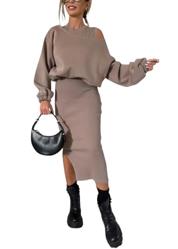 Shownicer Damen Zweiteiliger Freizeitanzug - Kleid Ärmellos + Langarm Pullover Oberteil Einfarbig für Herbst Und Winter - A Kaffee S Shownicer Damen Zweiteiliger Freizeitanzug - Kleid Ärmellos + Langarm Pullover Oberteil Einfarbig für Herbst Und Winter - A Kaffee S von shownicer