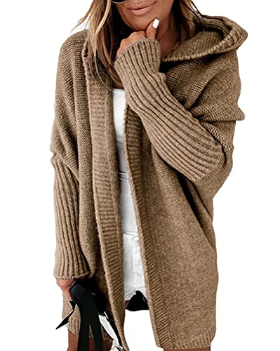 shownicer Damen Strickjacke Pullover Cardigan Langarm Oversize Cardigan Lang Mantel Z Khaki L von shownicer