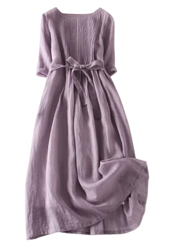 shownicer Hemdblusenkleid Damen Hemdkleid mit 1/2 Ärmeln Retro Blusenkleid Lockerer Baumwolle Leinen Sommerkleid Knielang Plissierten Damenkleider Elegant Strandkleider B Violett M shownicer Hemdblusenkleid Damen Hemdkleid mit 1/2 Ärmeln Retro Blusenkleid Lockerer Baumwolle Leinen Sommerkleid Knielang Plissierten Damenkleider Elegant Strandkleider B Violett M von shownicer