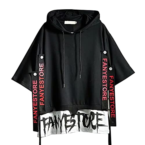 shownicer Herren Kapuzenpullover Hip Hop Streetwear Hoodie Patchwork Langarm Sweatjacke Sweatshirts Pullover Mit Kapuze F Schwarz L von shownicer