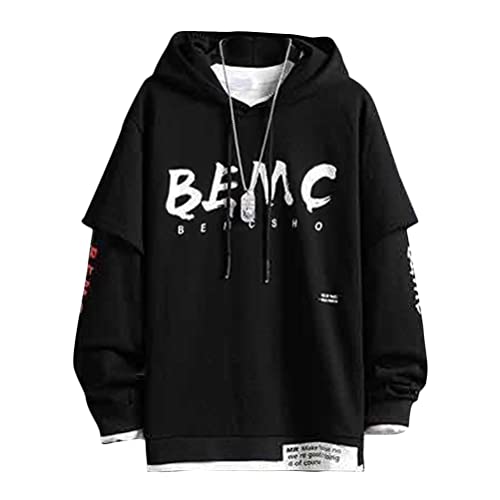 shownicer Herren Kapuzenpullover Hip Hop Streetwear Hoodie Patchwork Langarm Sweatjacke Sweatshirts Pullover Mit Kapuze L Schwarz L von shownicer