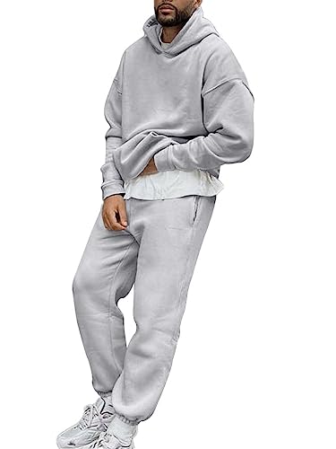 shownicer Herren Sportbekleidung Trainingsanzug Los Angeles Druck Hoodie Mit Kapuze Langarm Hausanzug 2-Teilig Herbst Winter Kapuzenjacke Jogginghose Jogginganzug Set Mit Taschen A Grau XL von shownicer