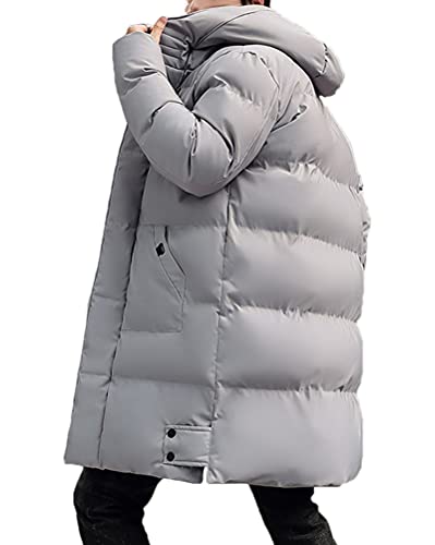 shownicer Herren Winterjacke Lange Daunenjacke Warm Parka Jacke mit Kapuze Steppjacke Wintermantel Casual Verdicken Warme Daunenmantel B Grau XL von shownicer