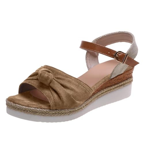 shownicer Sandalen Damen Komfortsandalen Tiefem Fischmund Verschleißfeste rutschfeste Strandreisesandalen mit Offenen Zehen D Khaki 36 EU von shownicer