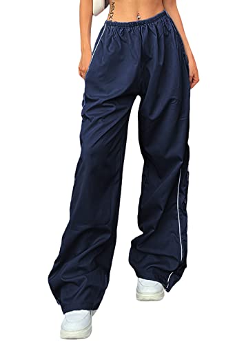 shownicer Track Pants Damen Teenager Baggy Cargohose Y2K Weites Bein Jogginghose Vintage Baggy Hosen für Frauen Elastische Taille Oversize Lose 90er E-Girl Streetwear Trackpants A Marina XS von shownicer