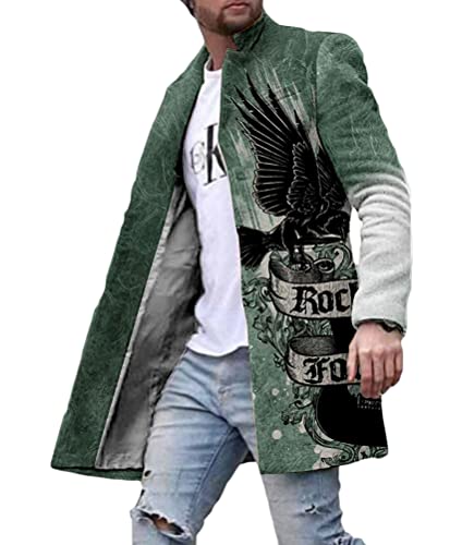 shownicer Wintermantel Herren Langarm Stehkragen Trenchcoat Schlank Business Freizeit Winddichte Mantel mit Knopf Winter Warm Cardigan Lang Outwear Jacke F Grün XXL shownicer Wintermantel Herren Langarm Stehkragen Trenchcoat Schlank Business Freizeit Winddichte Mantel mit Knopf Winter Warm Cardigan Lang Outwear Jacke F Grün XXL von shownicer
