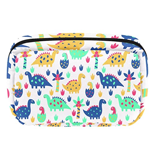 Bunte Dinosaurier-Make-up-Tasche, niedlicher Kulturbeutel, Reißverschluss, Reise-Kosmetik-Organizer für Damen und Mädchen, Mehrfarbig 5, Einheitsgröße, Kosmetikkoffer von siawadeky