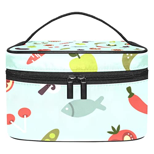 Große Make-up-Tasche, Reise-Kosmetiktasche, Make-up-Tasche, Organizer für Damen und Mädchen, tragbare Aufbewahrungsbürsten, Kulturbeutel, langlebig, wasserdicht, Ananas, Strand, Sommer, Bunt 6, von siawadeky