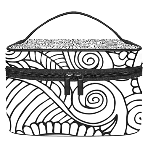 Große Make-up-Tasche, Reise-Kosmetiktasche, Make-up-Tasche, Organizer für Damen und Mädchen, tragbare Aufbewahrungsbürsten, Kulturbeutel, langlebig, wasserdicht, Vogelblätter, Herbst, Mehrfarbig 10, von siawadeky