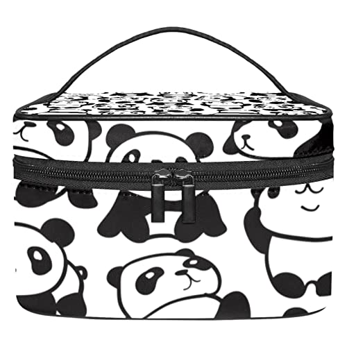 Große Make-up-Tasche, Reise-Kosmetiktasche, Make-up-Tasche, Organizer für Damen und Mädchen, tragbare Aufbewahrungsbürsten, Kulturbeutel, langlebig, wasserdicht, chinesisches Panda-Muster, spielend, von siawadeky