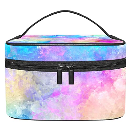 Reise-Make-up-Tasche, große Kosmetiktasche, Make-up-Tasche, Organizer für Damen und Mädchen, tragbare Aufbewahrungsbürsten, Kulturbeutel, Pastellfarben, Regenbogenfarben, Mehrfarbig 8, von siawadeky