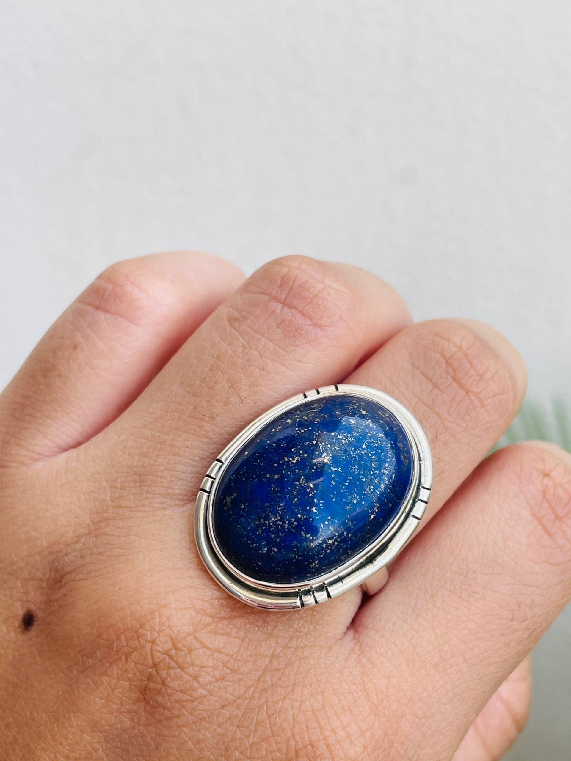 Lapis Lazuli Ring, Handgemachte Einfache Elegante Sterling Silber, Frauen Schmuck, Edelstein Geburtstagsgeschenk, Handgemachter Schmuck von silkijewels