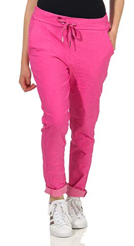 simaranda Damen Jogginghose Freizeithose Sweatpants Baggy Boyfriends Sommerhose Print 10 (Einheitsgröße 36-42, Pink) von simaranda