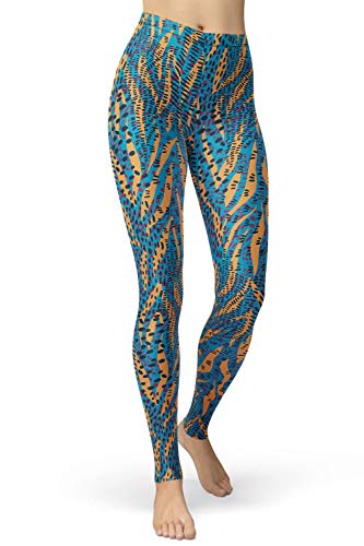 sissycos Damen Leopardenmuster Leggings Hohe Taille, Sanft Elastisch Jogginghose Strumpfhosen Lang(Blaues Nerzmuster,XXL) von sissycos