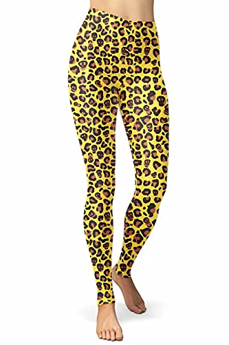 sissycos Damen Leopardenmuster Leggings Hohe Taille, Sanft Elastisch Jogginghose Strumpfhosen Lang(Leoparden schädel,S) von sissycos