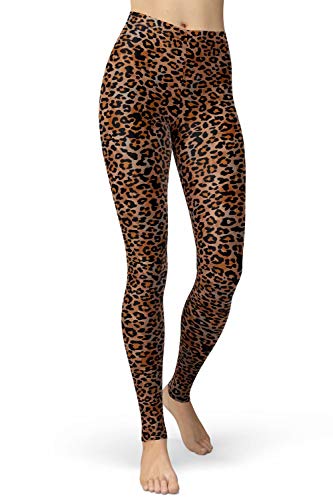 sissycos Damen Leopardenmuster Leggings Hohe Taille, Sanft Elastisch Jogginghose Strumpfhosen Lang(Vintage Leopardenmuster,M) von sissycos