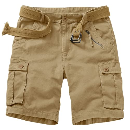 Damen Cargo Shorts Baumwolle Freizeit Kurze Hose Sport Multi Taschen Outdoor Wandershorts Atmungsaktiv Bermuda Shorts Arbeitsshorts Reißverschluss Relaxed-Fit Trekking Cargo Shorts Khaki Tag30-DE 38 von siyecaoo