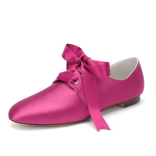 Damen Geschlossene Runde Zehen Satin Brautschuhe Schnürung Hochzeit Kleid Schuhe Flache Absatz Abend Partei Abschlussball Sandalen,Fuchsia,36 EU Damen Geschlossene Runde Zehen Satin Brautschuhe Schnürung Hochzeit Kleid Schuhe Flache Absatz Abend Partei Abschlussball Sandalen,Fuchsia,36 EU von smlekwc