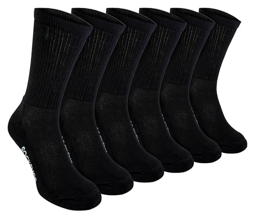 Sock Snob - 6er Pack Herren Gepolstert Atmungsaktiv Baumwolle Bambus Sportsocken für Joggen (45-50 EU, Schwarz) von Sock Snob