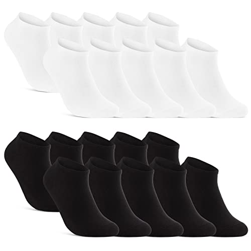 10 | 20 | 30 Paar Sneaker Socken Herren Damen Schwarz Weiß Grau Baumwolle 16900 (10x Schwarz + 10x Weiß 39-42) von sockenkauf24