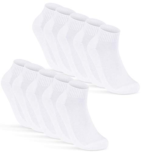 10 Paar Sneaker Socken Herren Weiß Quarter Sportsocken Gepolstert Frotteesohle Atmungsaktiv Baumwolle 16200 WP (47-50 Weiß) von sockenkauf24