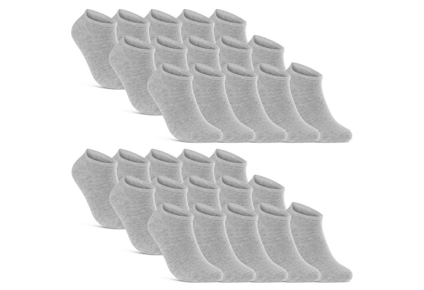 sockenkauf24 Sneakersocken 10, 20, 30 Paar Sneaker Socken Damen & Herren Schwarz Weiß Grau (Grau, 30-Paar, 35-38) Baumwolle - 16900 von sockenkauf24