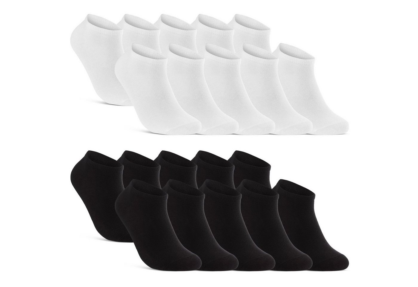 sockenkauf24 Sneakersocken 10, 20, 30 Paar Sneaker Socken Damen & Herren Schwarz Weiß Grau (Schwarz/Weiß, 20-Paar, 35-38) Baumwolle - 16900 WP von sockenkauf24