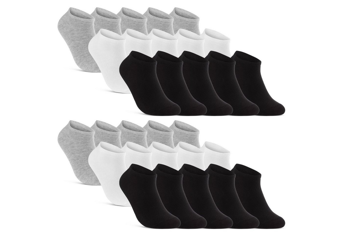 sockenkauf24 Sneakersocken 10, 20, 30 Paar Sneaker Socken Damen & Herren Schwarz Weiß Grau (Schwarz/Weiß/Grau, 30-Paar, 35-38) Baumwolle - 16900 von sockenkauf24