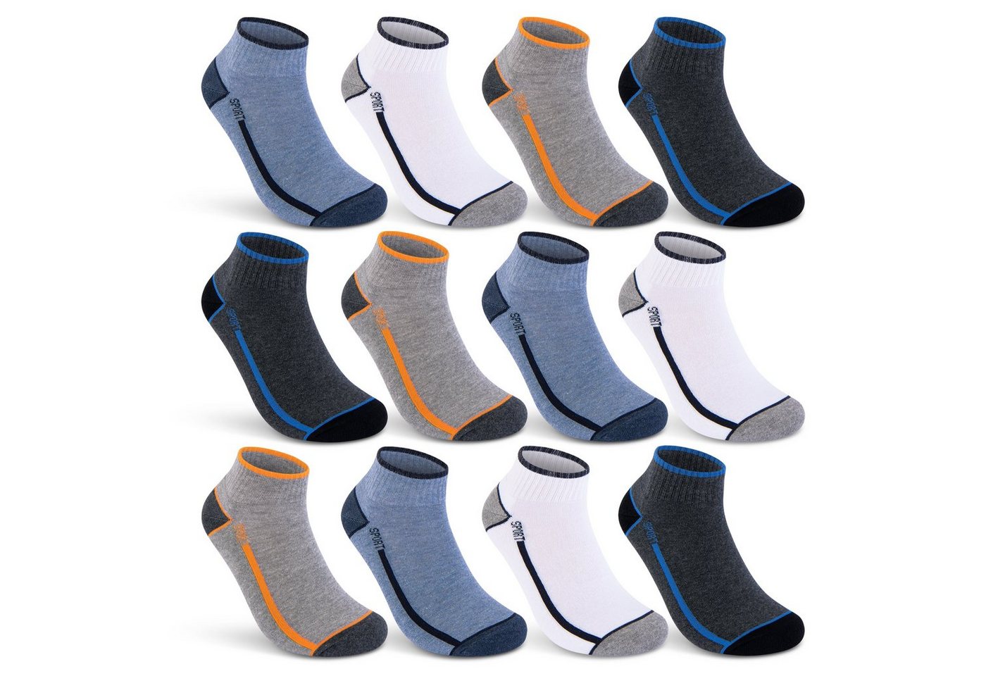 sockenkauf24 Sneakersocken 6 oder 12 Paar SPORT Socken Damen & Herren Sportsocken (12-Paar, 35-38) mit Frotteesohle Baumwolle - 16215/18 von sockenkauf24