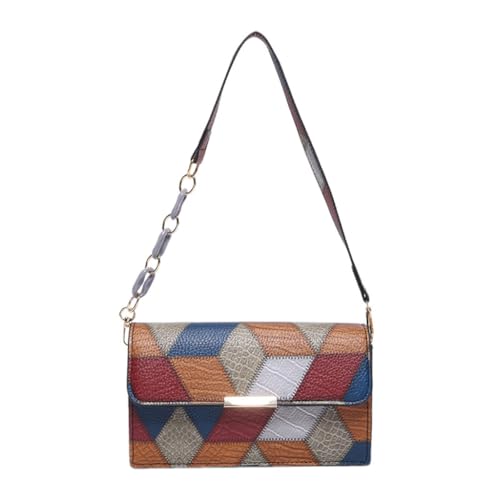 Elegante quadratische Umhängetasche für Damen, PU-Leder, Handtasche mit kontrastfarbenem Muster, Unterarmtaschen für Damen, Stitching Color Sc, Medium Elegante quadratische Umhängetasche für Damen, PU-Leder, Handtasche mit kontrastfarbenem Muster, Unterarmtaschen für Damen, Stitching Color Sc, Medium von sodeber