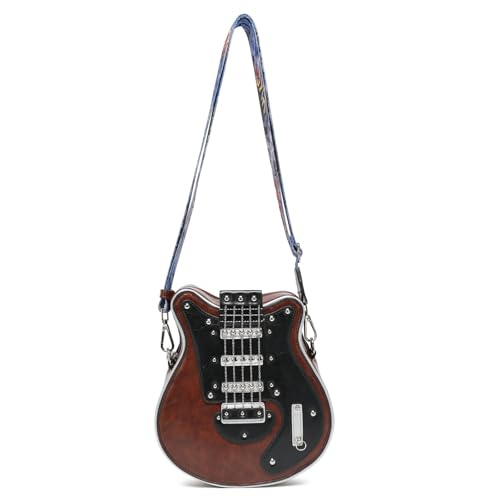 sodeber Modische Umhängetasche mit Gitarren-Design, PU-Leder, mit verstellbarem Riemen, Handtasche für den täglichen Gebrauch und Reisen, braun sodeber Modische Umhängetasche mit Gitarren-Design, PU-Leder, mit verstellbarem Riemen, Handtasche für den täglichen Gebrauch und Reisen, braun von sodeber