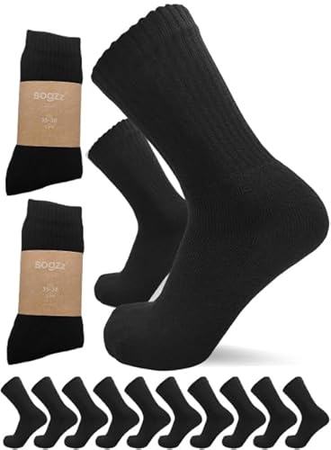 sogzz Tennissocken | 10 Paar | Herren Damen 80% Baumwolle, Sportsocken, Arbeitssocken, Tennis Sport Freizeit Arbeit Socken Unisex, Modell: Sport Basic, 43-46, Schwarz von sogzz