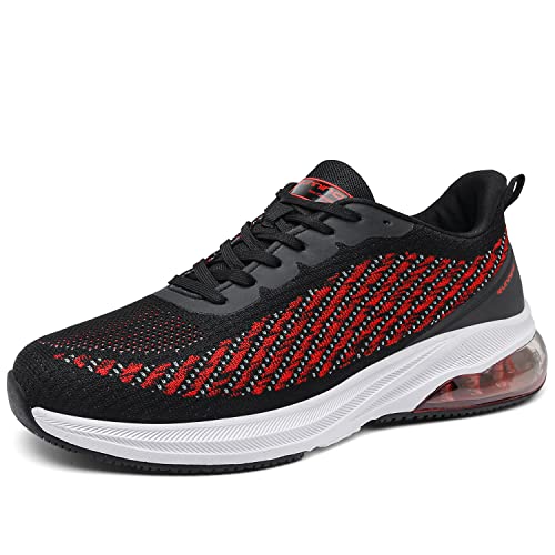 Herren Damen Sportschuhe Mit Laufschuhe Luftpolster Sportschuhe Sneakers Running Schuhe Turnschuhe Walkingschuhe Hallenschuhe Leichtgewichts Atmungsaktiv Outdoor Fitness 6 Farben Black Red 45 EU von sotirsvs