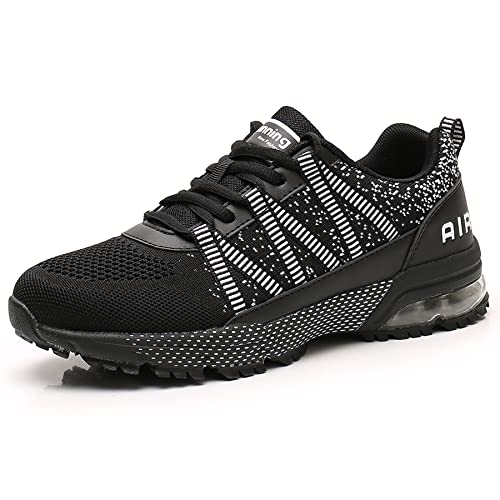 sotirsvs Herren Damen Laufschuhe Sportschuhe mit Luftpolster Turnschuhe Profilsohle Sneakers Leichte Schuhe Sport Outdoor Joggen Running Shoe Black 34 EU von sotirsvs