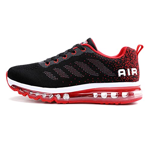 sotirsvs Herren Damen Sportschuhe Laufschuhe Straßenlaufschuhe Sneaker mit Luftpolster Turnschuhe Atmungsaktiv Leichte Schuhe Black Red 34 EU von sotirsvs