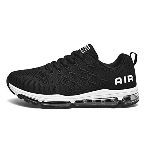 sotirsvs Herren Damen Sportschuhe Laufschuhe Straßenlaufschuhe Sneaker mit Luftpolster Turnschuhe Atmungsaktiv Leichte Schuhe Black White Black 34 EU von sotirsvs