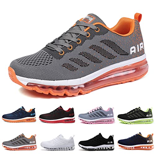 sotirsvs Laufschuhe Herren Damen Sportschuhe Leicht Turnschuhe Straßenlaufschuhe Luftschuhe Atmungsaktiv Air Schuhe Running Sneakers Mode Jogging Fitness Gym Athletic Outdoor 833-Grayorange-35 von sotirsvs