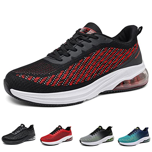 sotirsvs Sportschuhe Herren Damen Laufschuhe Leicht Turnschuhe mit Luftpolster Straßenlaufschuhe Atmungsaktiv Air Schuhe Running Sneakers rutschfest Mode Bequem Walking Jogging blackred43 von sotirsvs