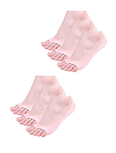 sourcing map 6 Paar Damen niedrig Schneiden keine Zeigung Zehelos Boot Socken Gr. 10-12 Pale Rosa L von uxcell