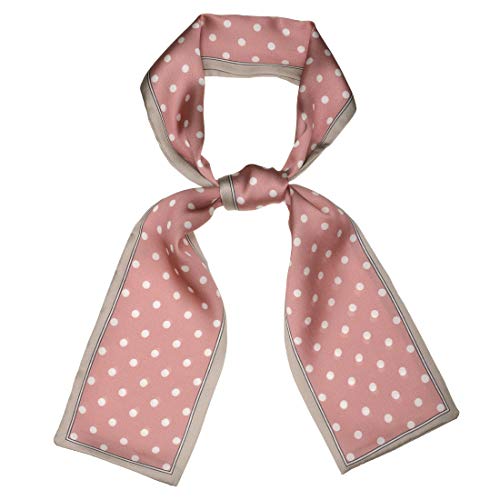 sourcing map Damen 50s Vintage Ribbon Skinny Schal Schöne Halswickel Polka Dots Haarband Kopftuch Rosa Kleine Dots 98 x 9cm von sourcing map