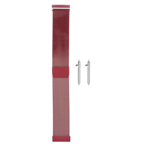 sourcing map Edelstahl-Mesh-Uhrenarmband 20mm Schnellwechsel-Verstellbares Armband Magnetischer Verschluss für Männer und Frauen, Rot von sourcing map