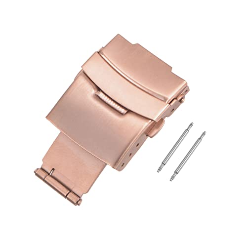 sourcing map Faltschließe Druckknopf Schnellverschluss für 22mm Lederarmband Gold Rosa von sourcing map